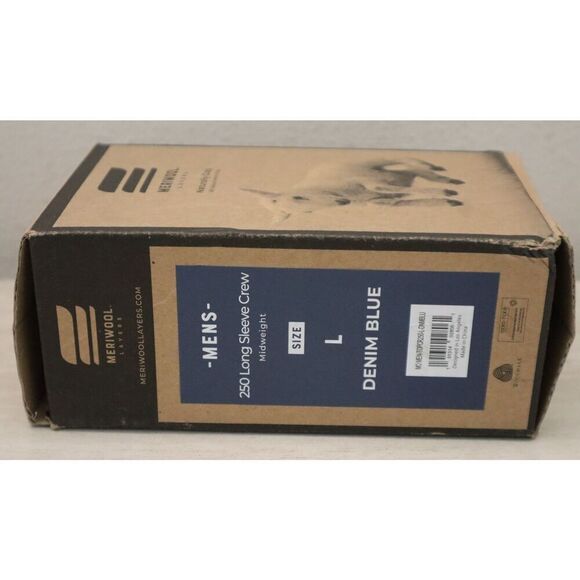 MERIWOOL Layers Men's Sz L Denim Blue L/S Crew Neck Midweight Base Layer Shirt - Picture 5 of 9